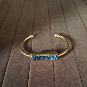 Natural Druzy Geode Cuff Bracelet Titanium Multi Drusy Bangle Gold Plated